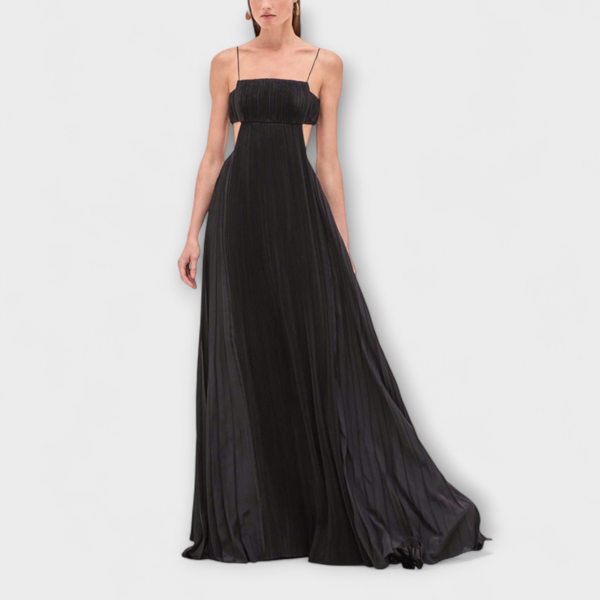 Mireille - Stilvolles plissiertes Maxikleid mit Ausschnitten und fließendem Schnitt