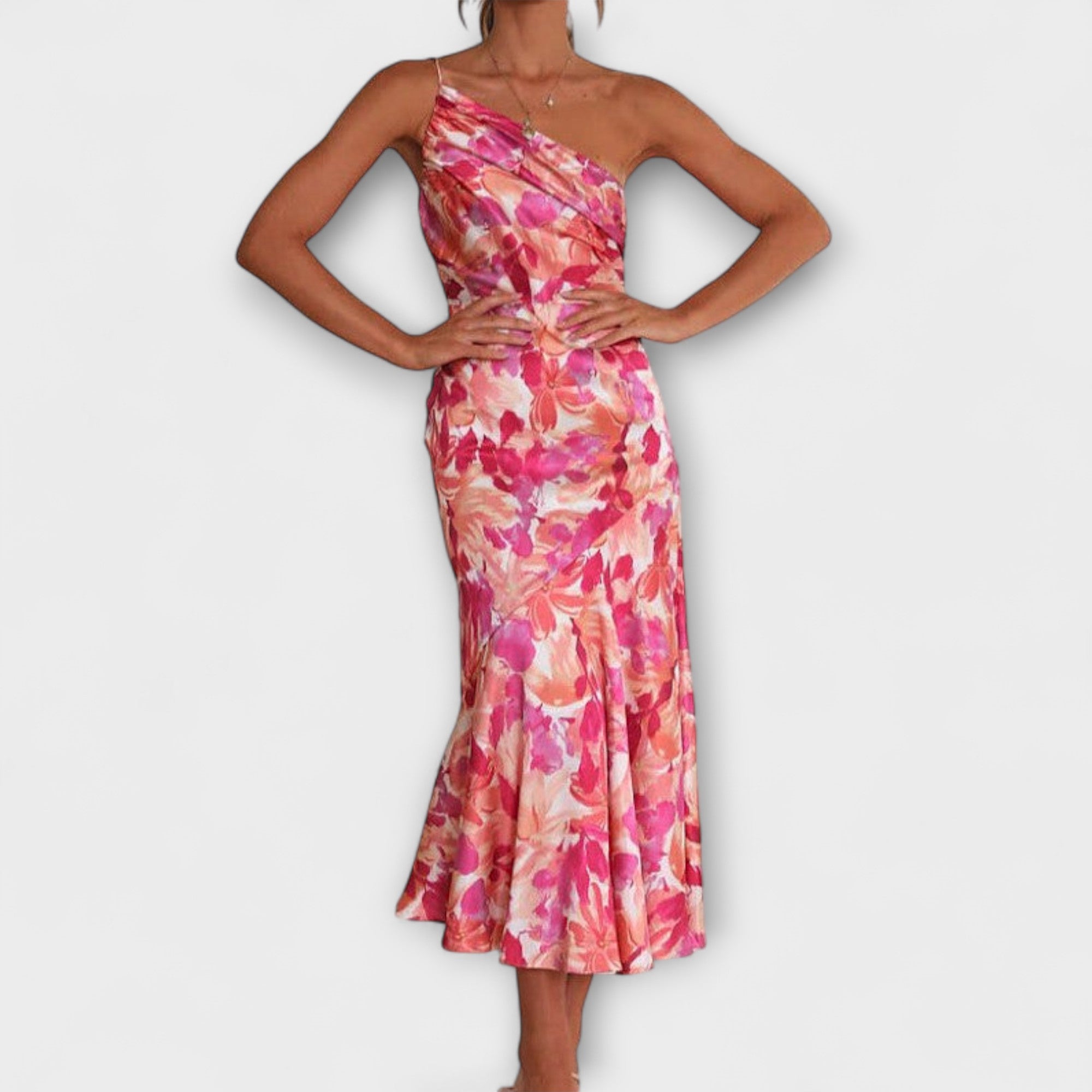 Tabea - Asymmetrisches Kleid mit Blumenmuster