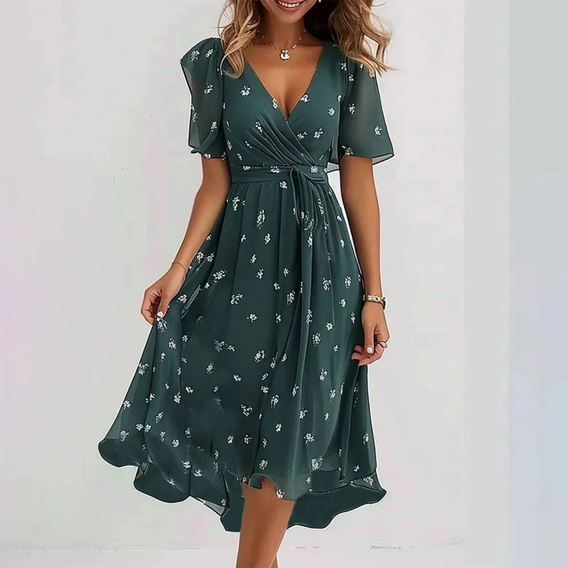 Annegret - Vestido de mujer con escote en V