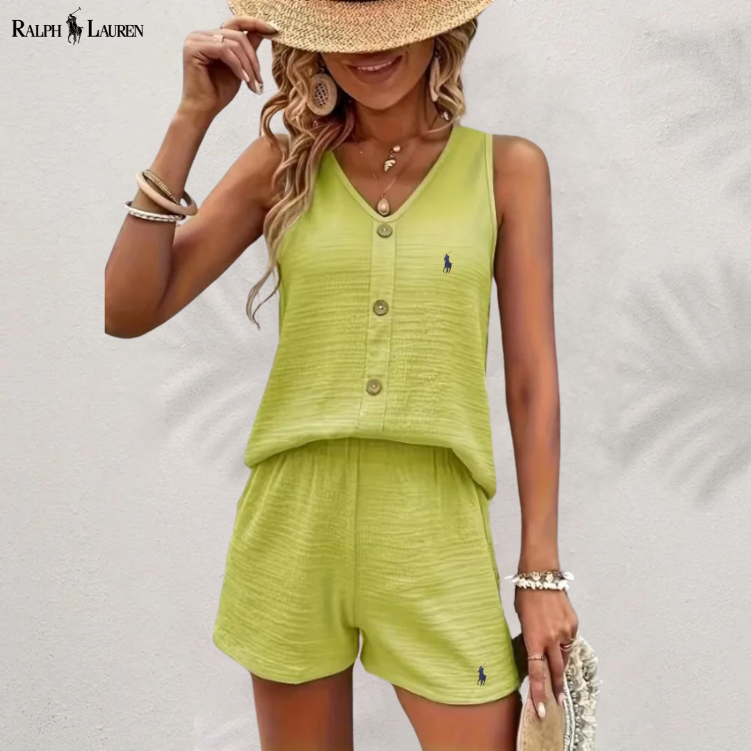 Conjunto de top con botones y pantalones cortos Ralph Lauren