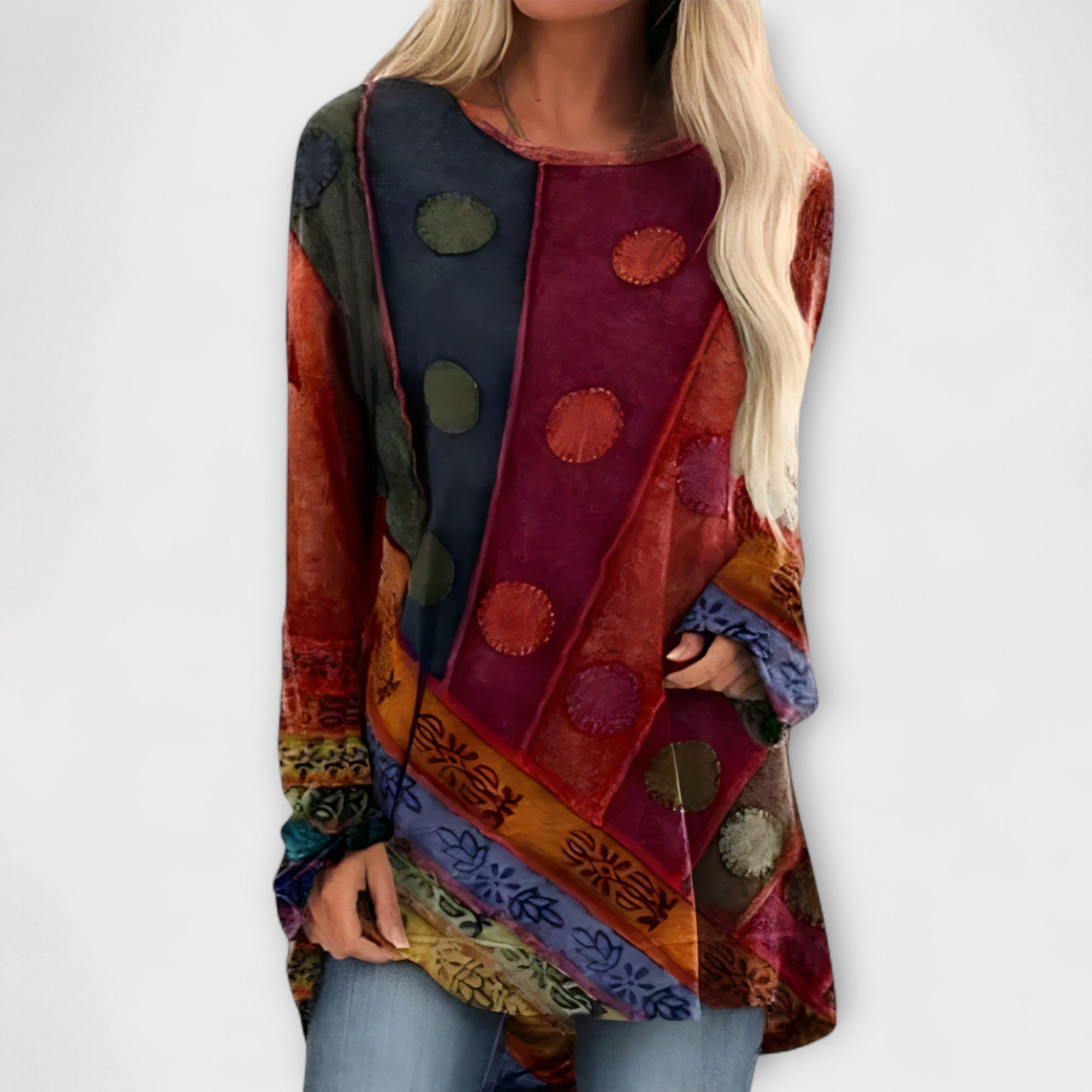 Blusa elegante para mujer con estampado étnico