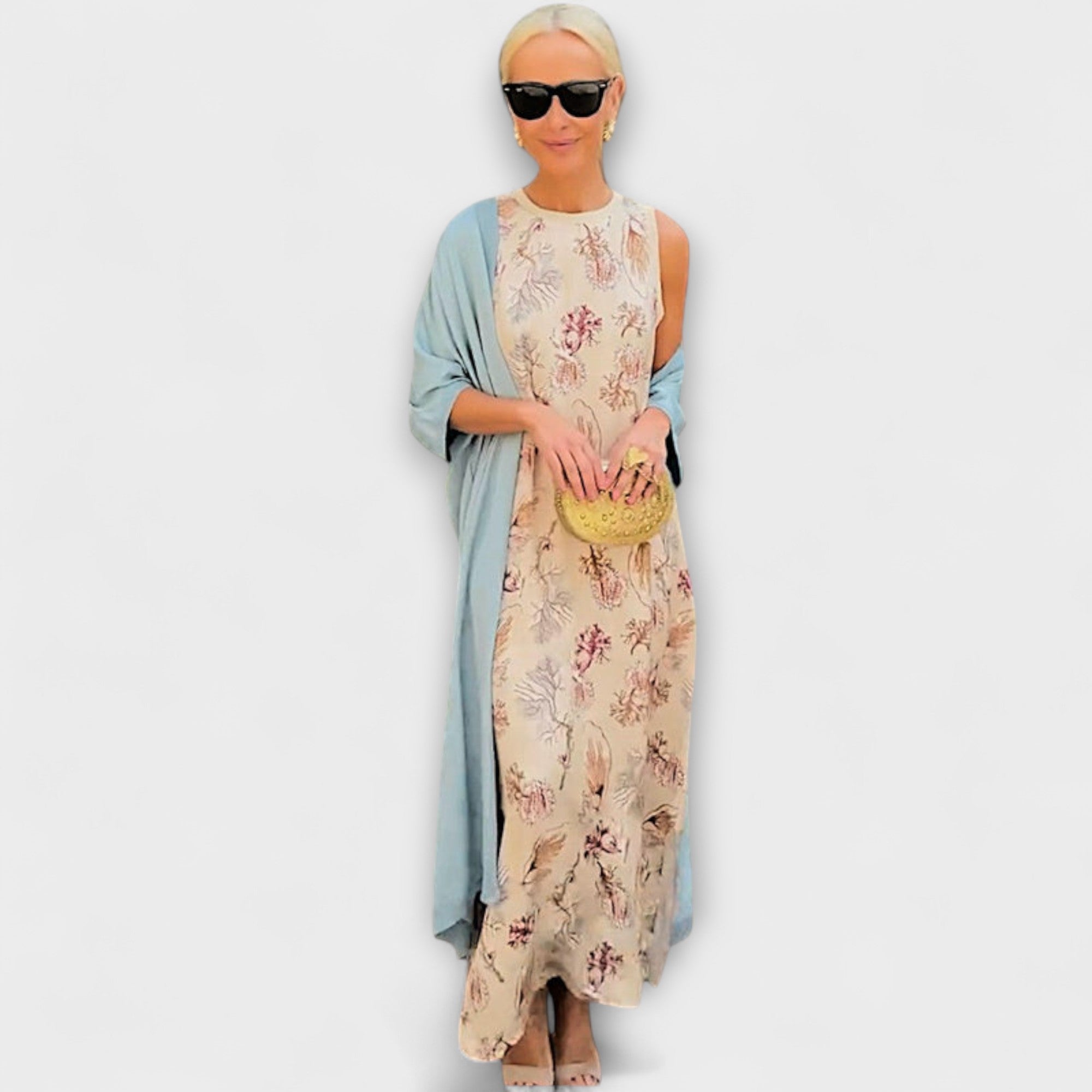 Elveria – Vestido Maxi com Cardigan a Condizer