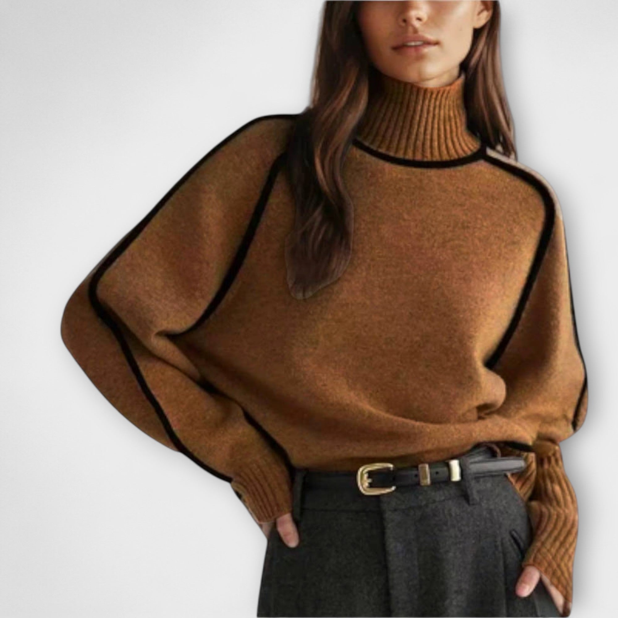 Emilie - Camisola de Gola Alta Suave e Elegante