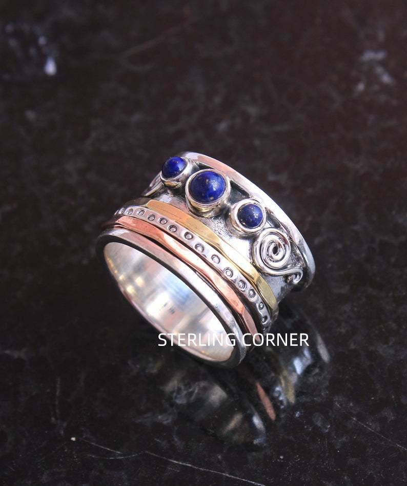 Anillo de meditación zafiro bohemio