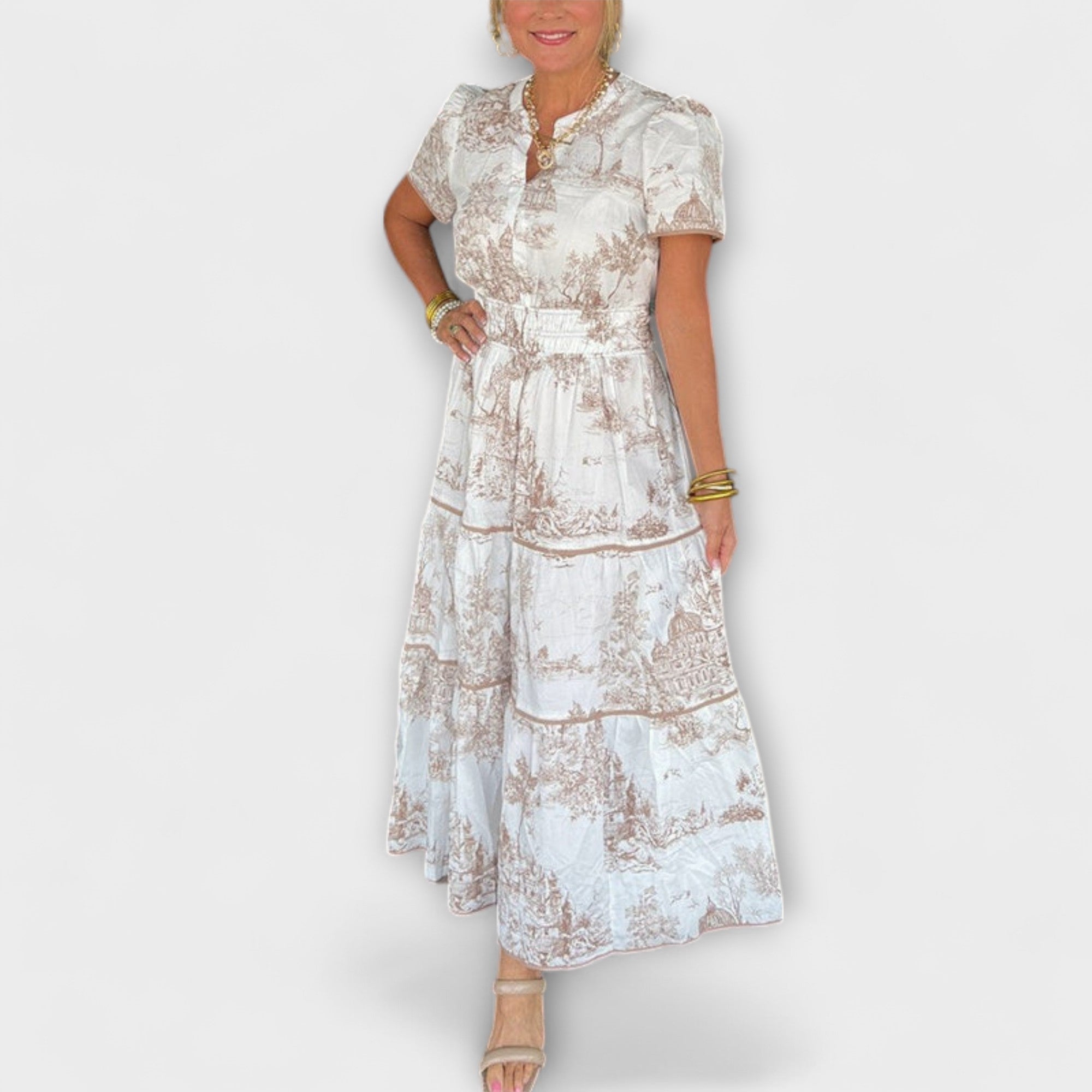 Eliza - Vestido Maxi Toile Atemporal