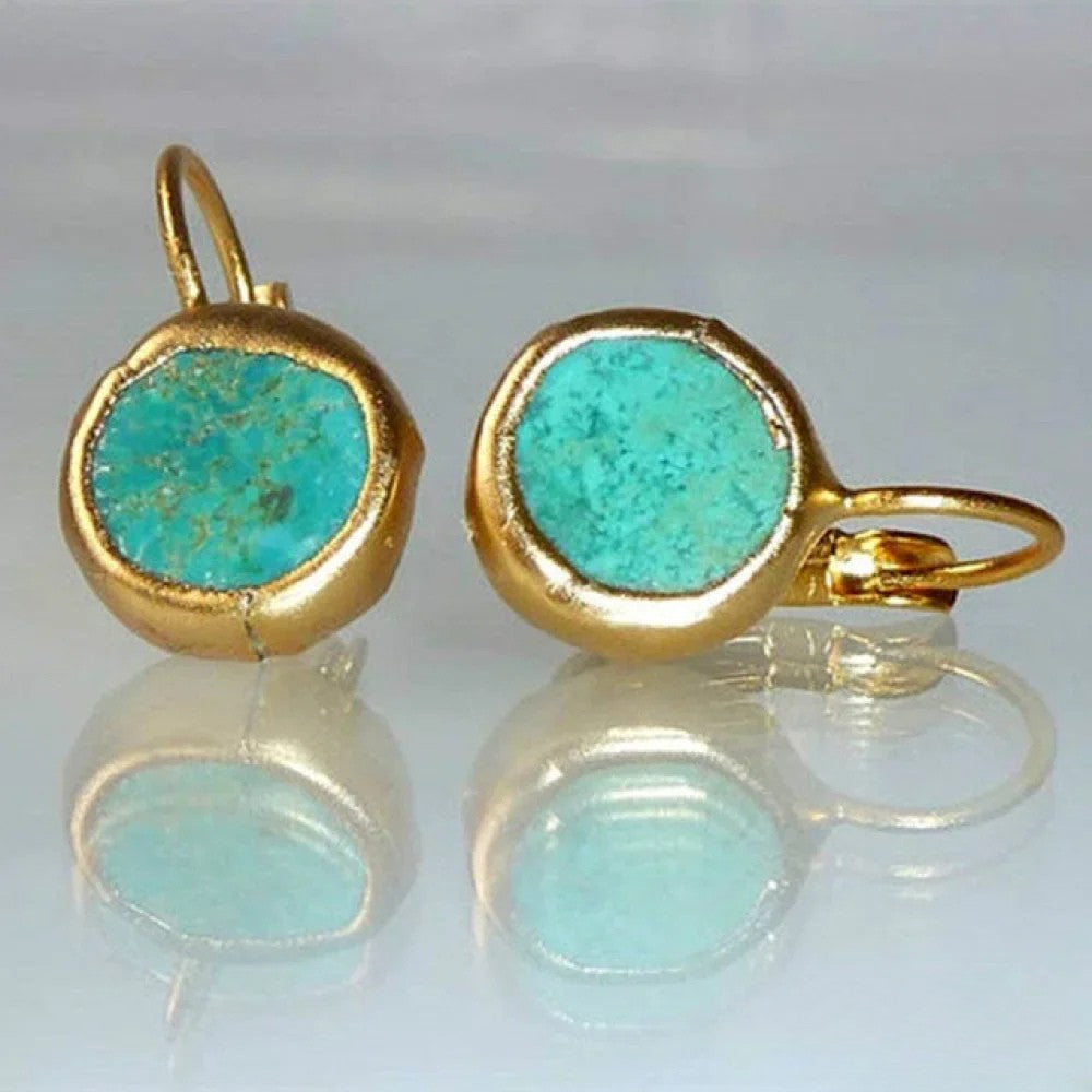 Pendientes Vintage Dorados con Turquesa