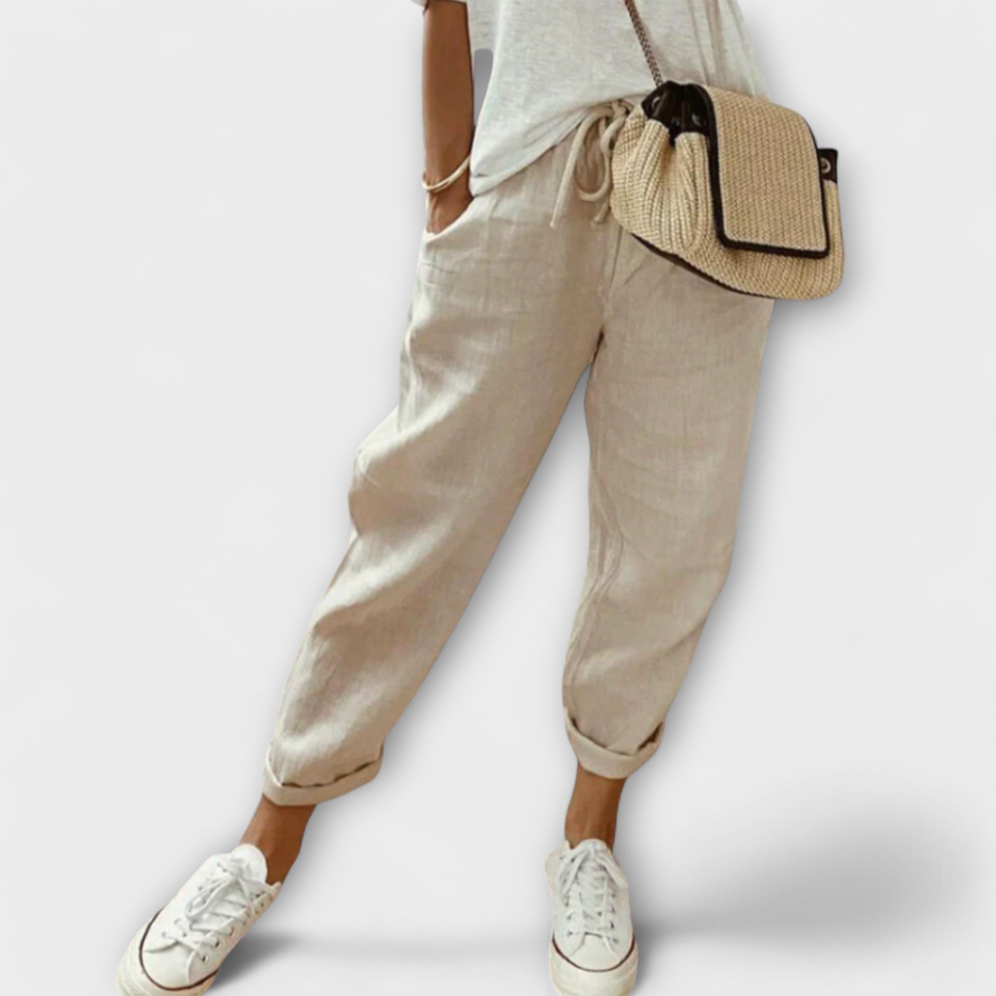 Bibi - Pantalones de lino a la moda y casuales