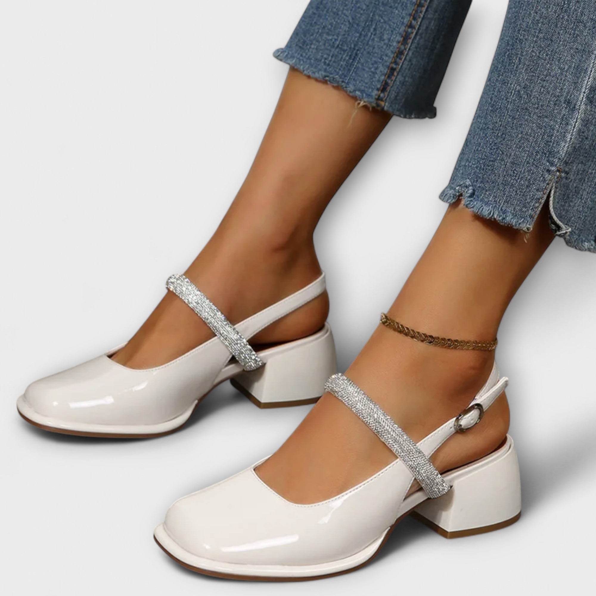 Celandra - Zapatos Mary Jane con correa de purpurina y tacón bloque