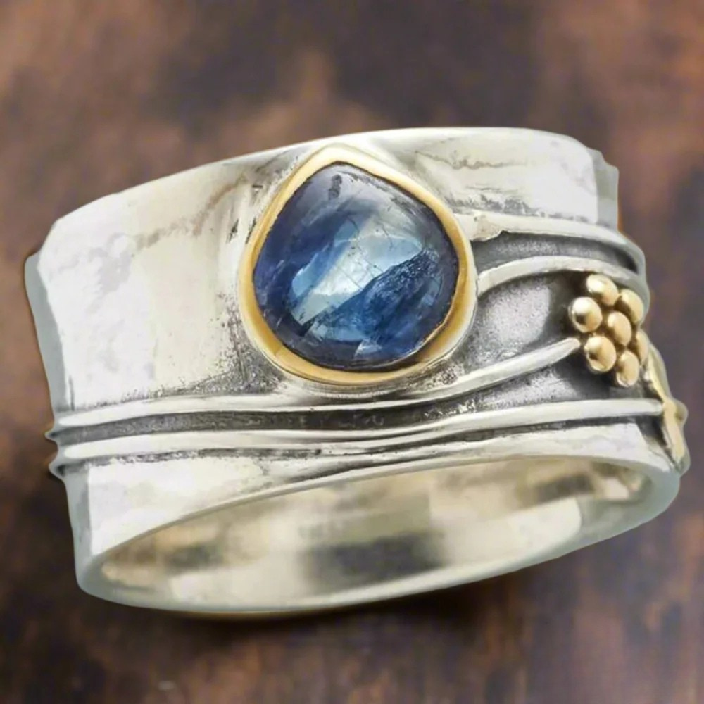 Anillo de meditación con piedra preciosa bohemia