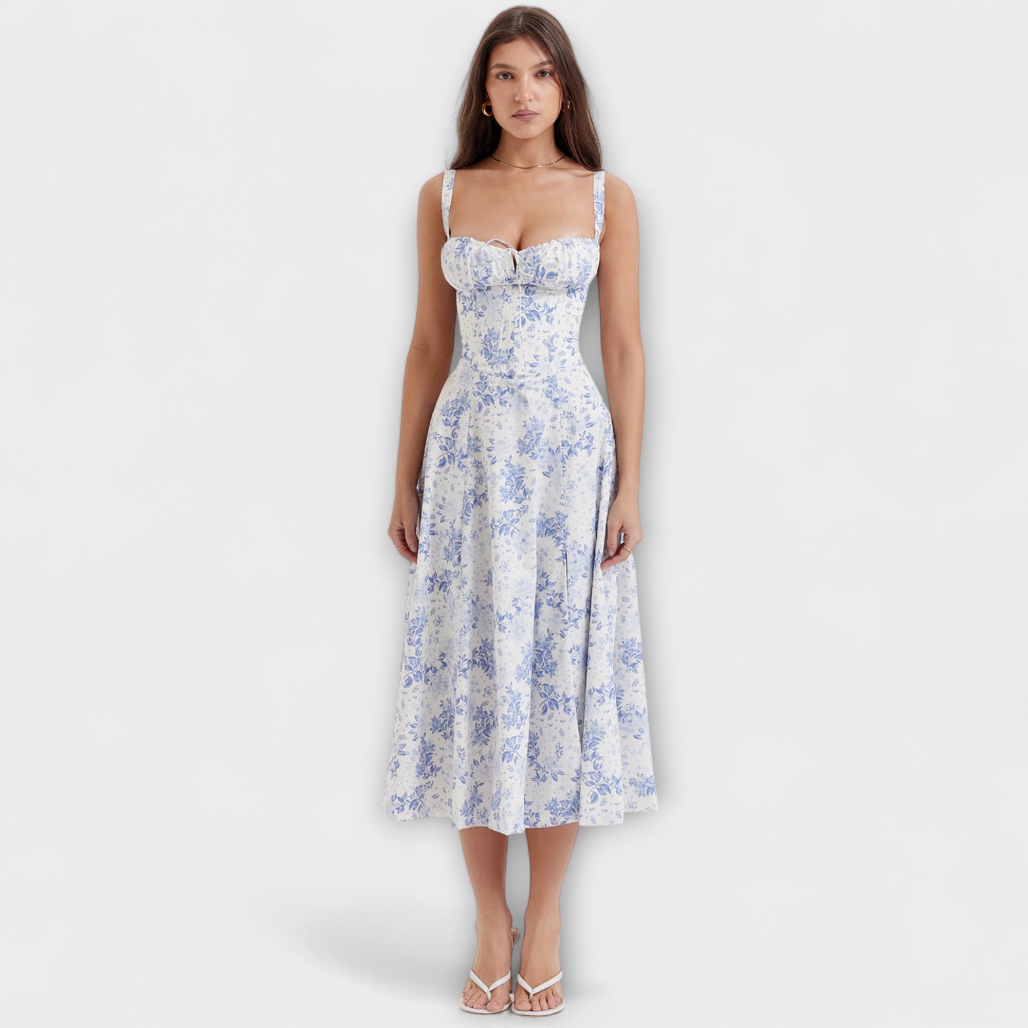 Zipporas - Vestido bustier a medida con estampado floral moderno de primavera