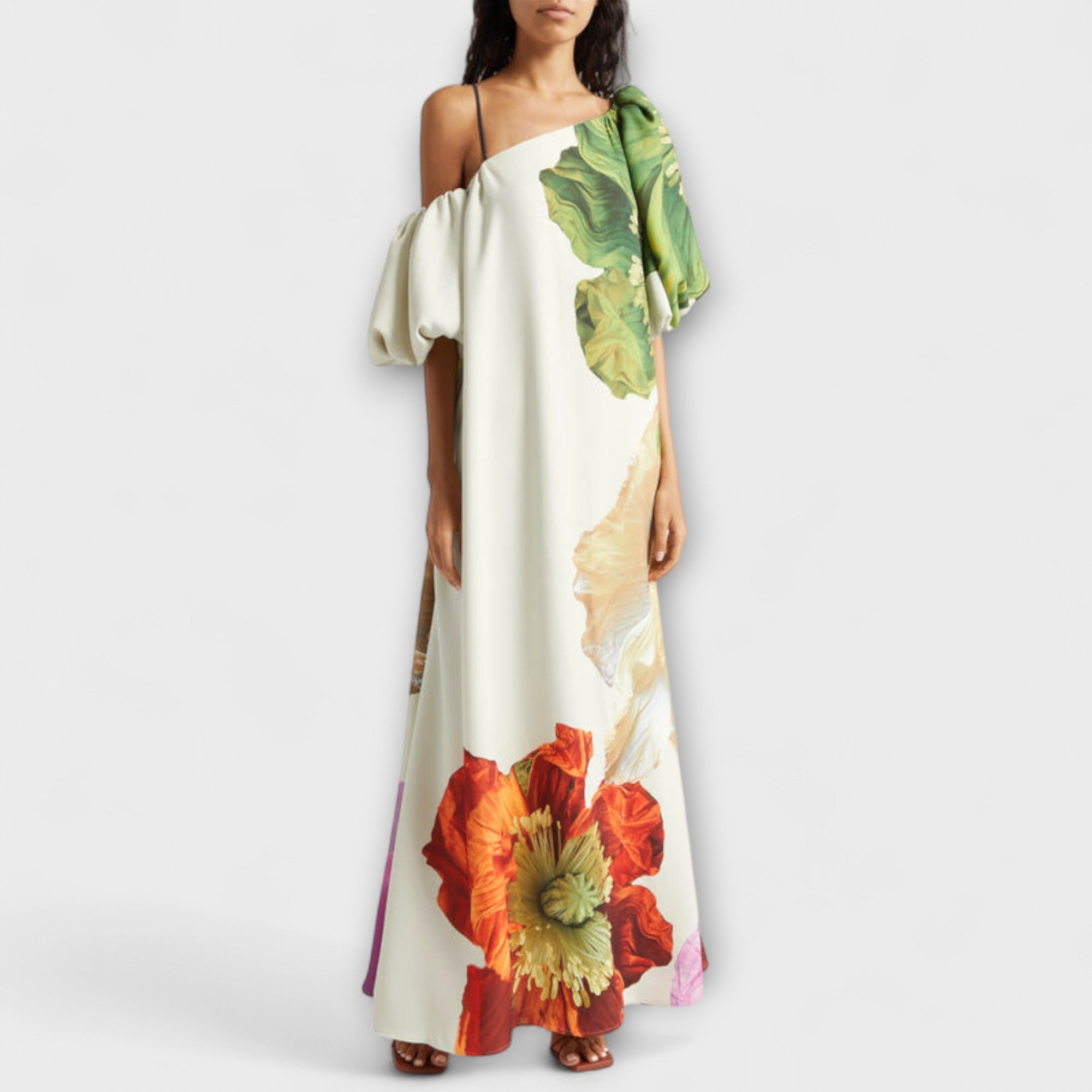 Melody - Asymmetrisches Maxikleid mit Blumenmuster