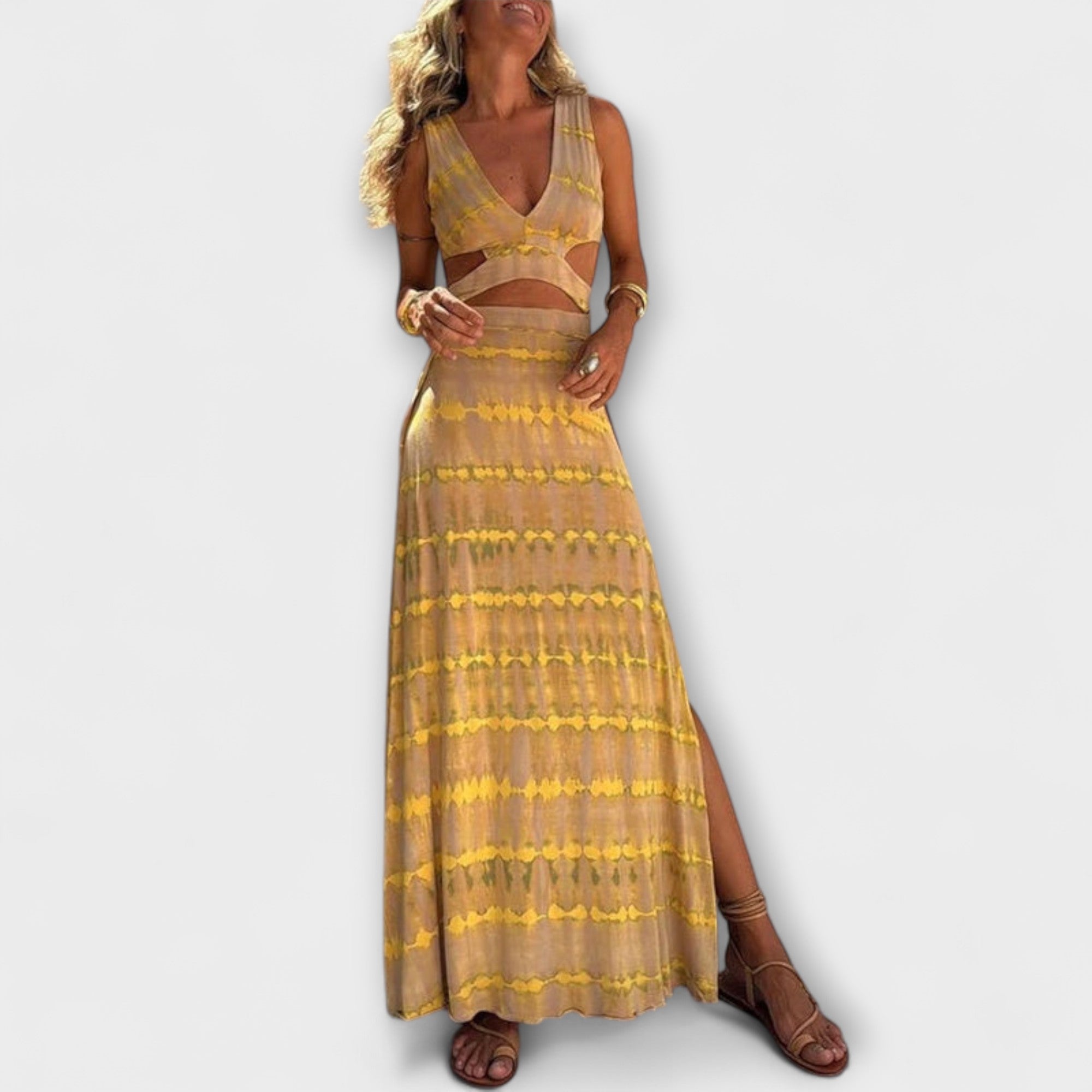 Ella - Vestido Stretch com Recortes Schlitz Tie-Dye Eleanor