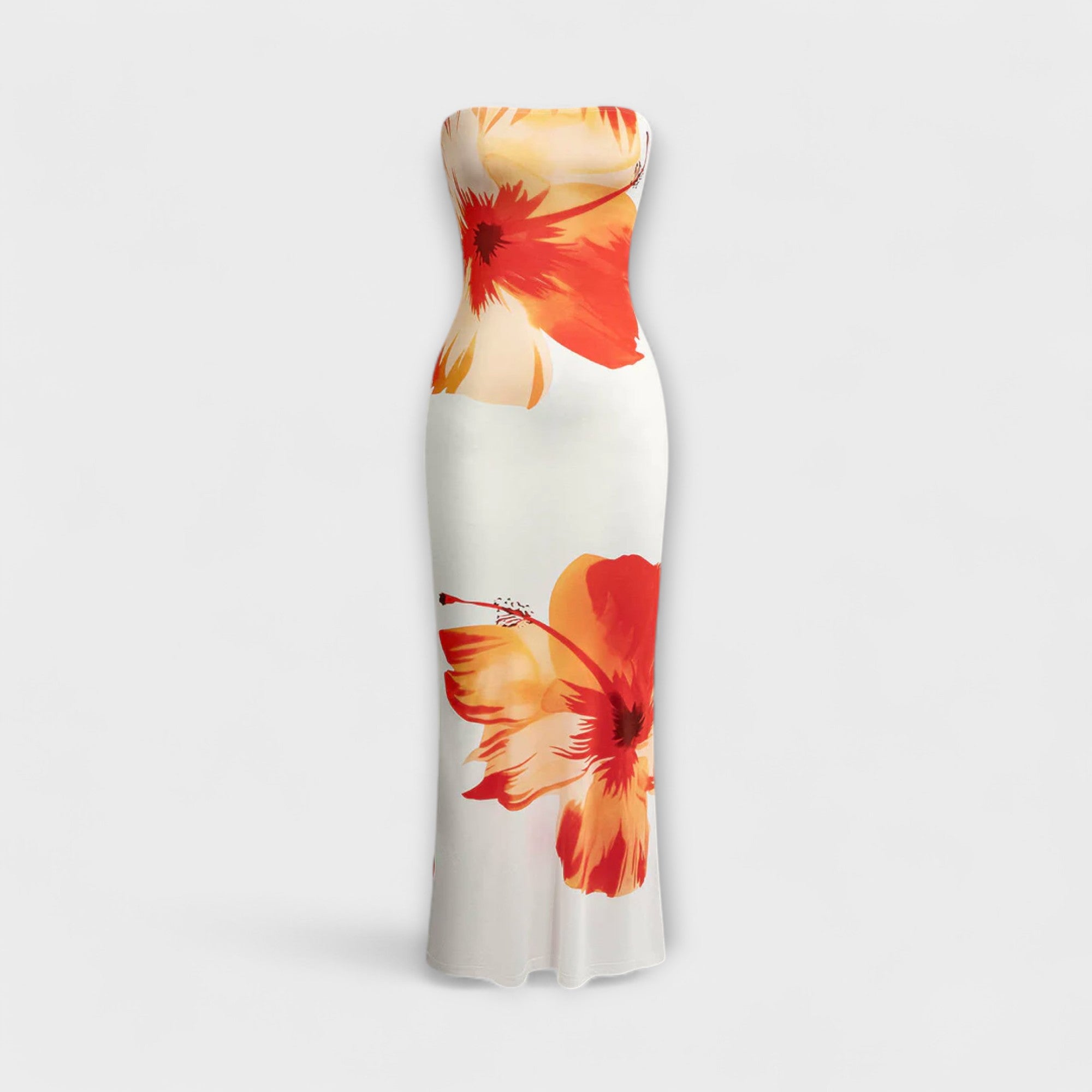 Vestido maxi chic sin mangas con hombros descubiertos
